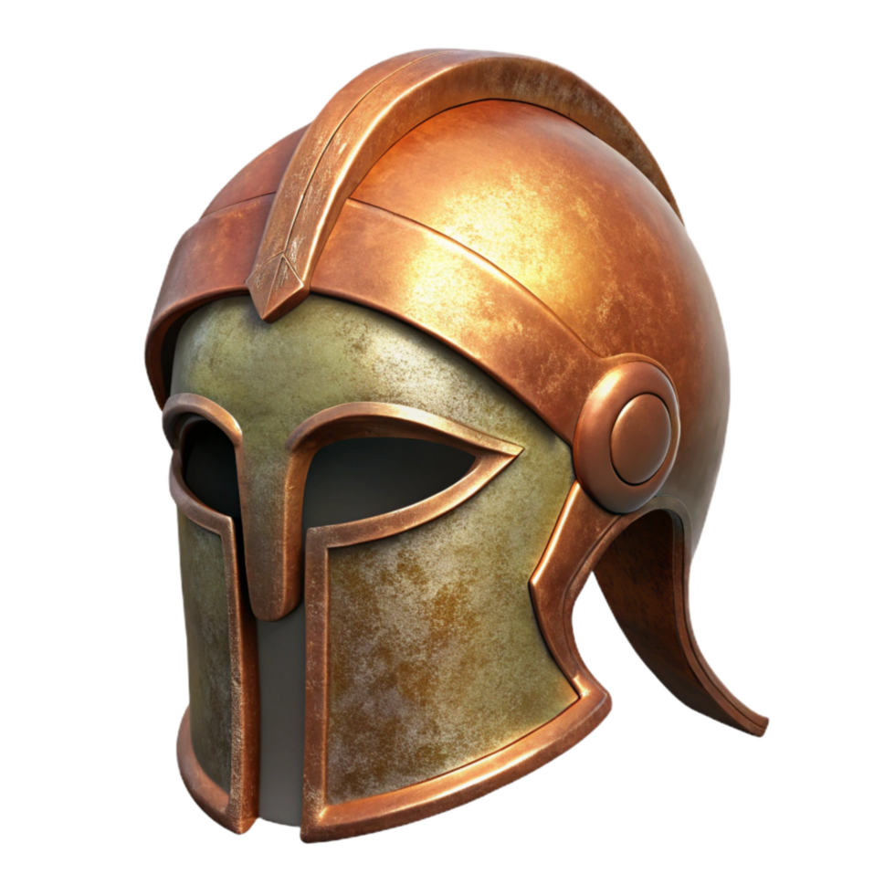 Greek Helmet Bronze Finish Front View Transparent Background png