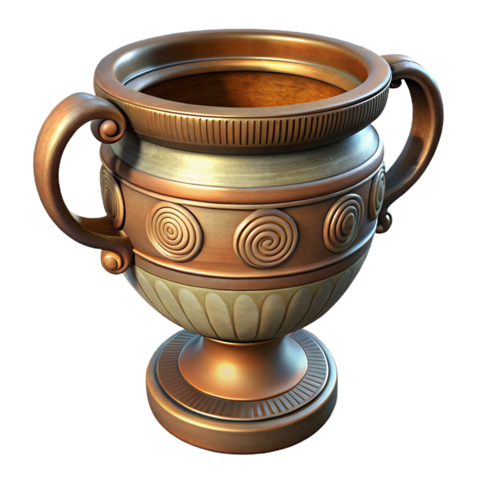 impressive traditional Greek Krater Mixing Bowl Decorated Handles Isolated detailed png