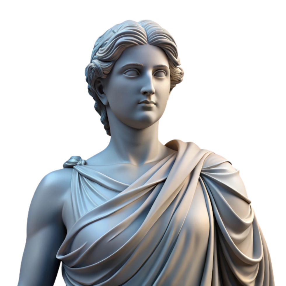 beautiful minimalist Greek Statue Draped Figure Isolated authentic png