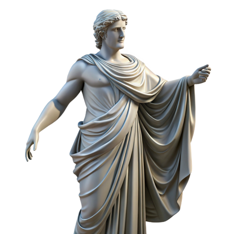 vibrant minimalist Greek Statue Drapery Folds Transparent Background high quality png