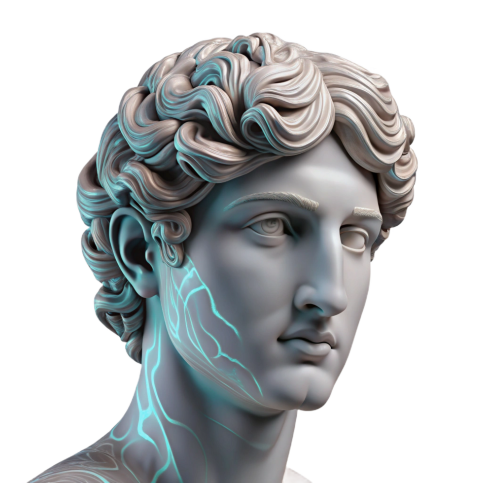 dramatic abstract Greek Statue Marble Texture Detail Transparent professional png