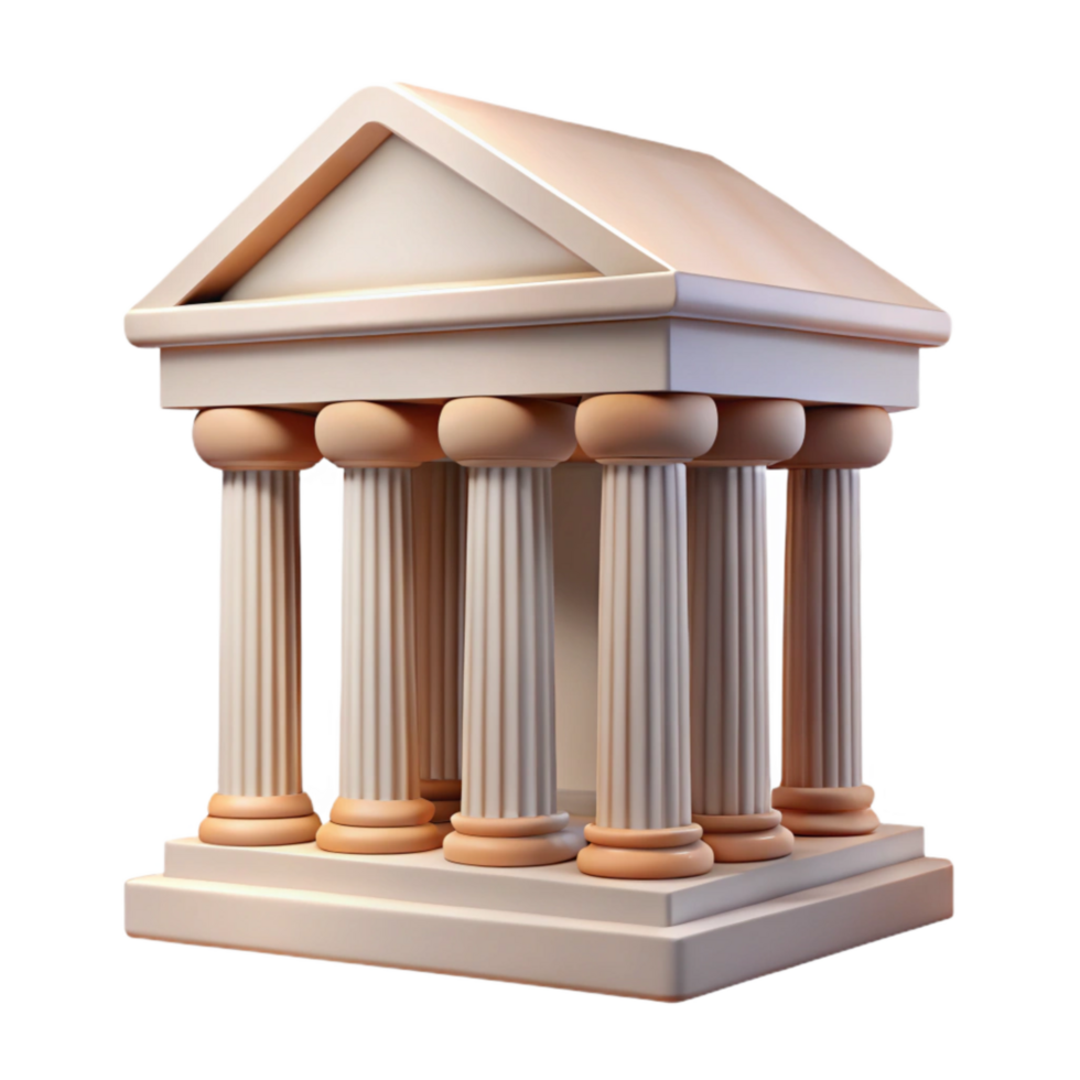 wonderful vintage Greek Temple Front View Doric Columns Cutout Element genuine png