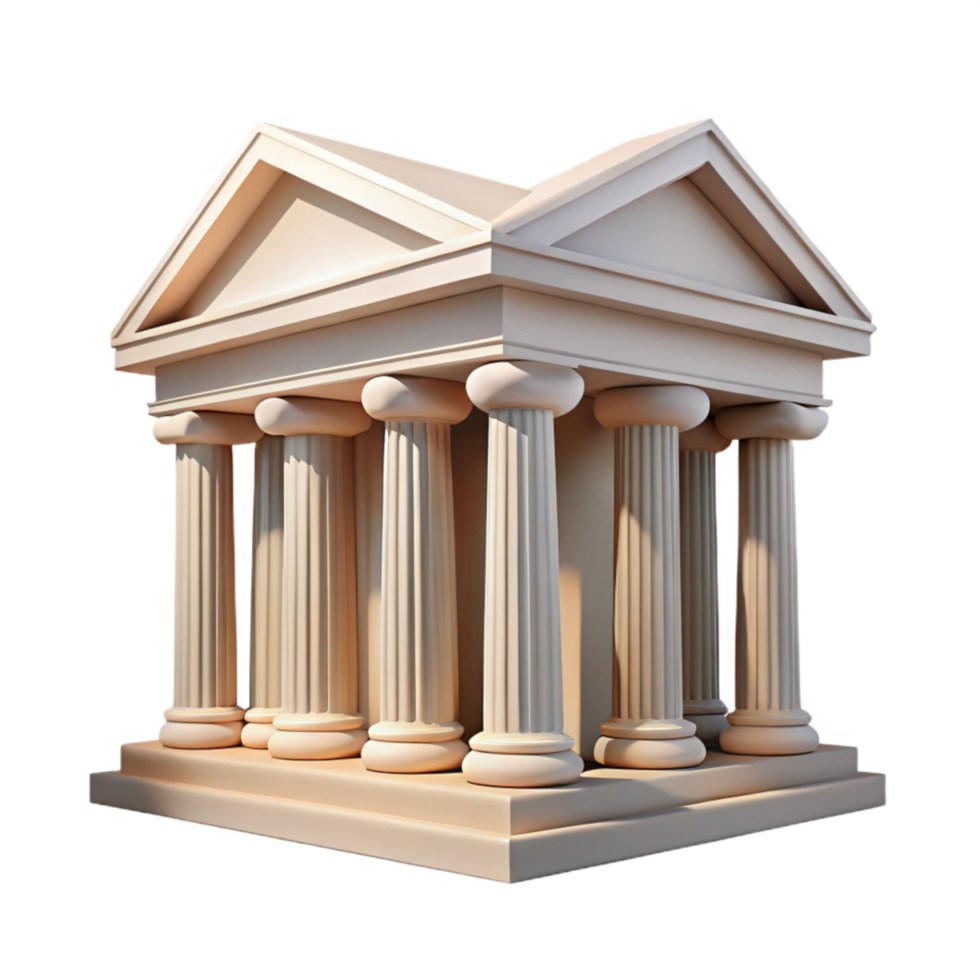 vibrant minimalist Greek Temple Front View Doric Columns Cutout Element detailed png
