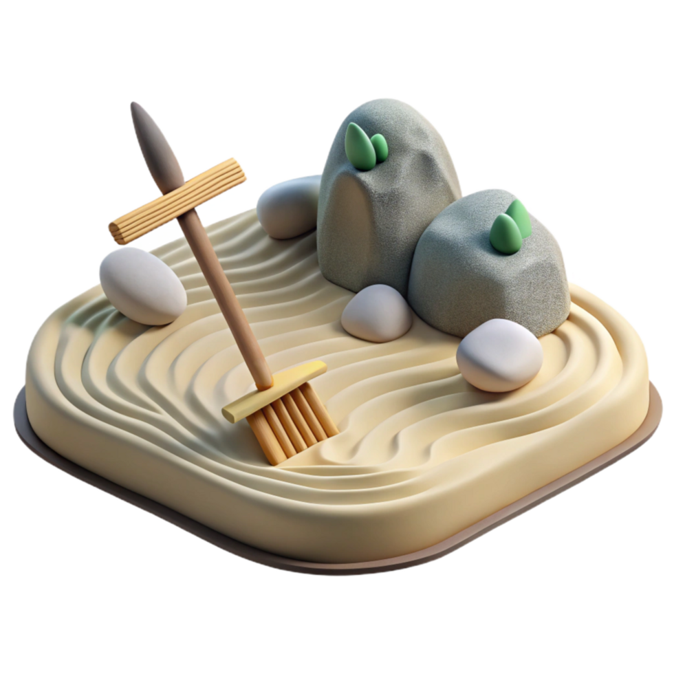 beautiful abstract Zen Garden with Rake Transparent Background high resolution png