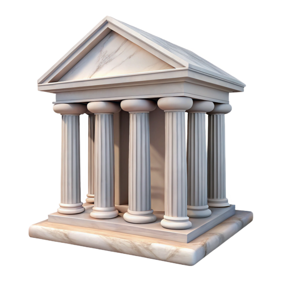 serene contemporary Greek Temple Marble Texture Front View Transparent Background detailed png