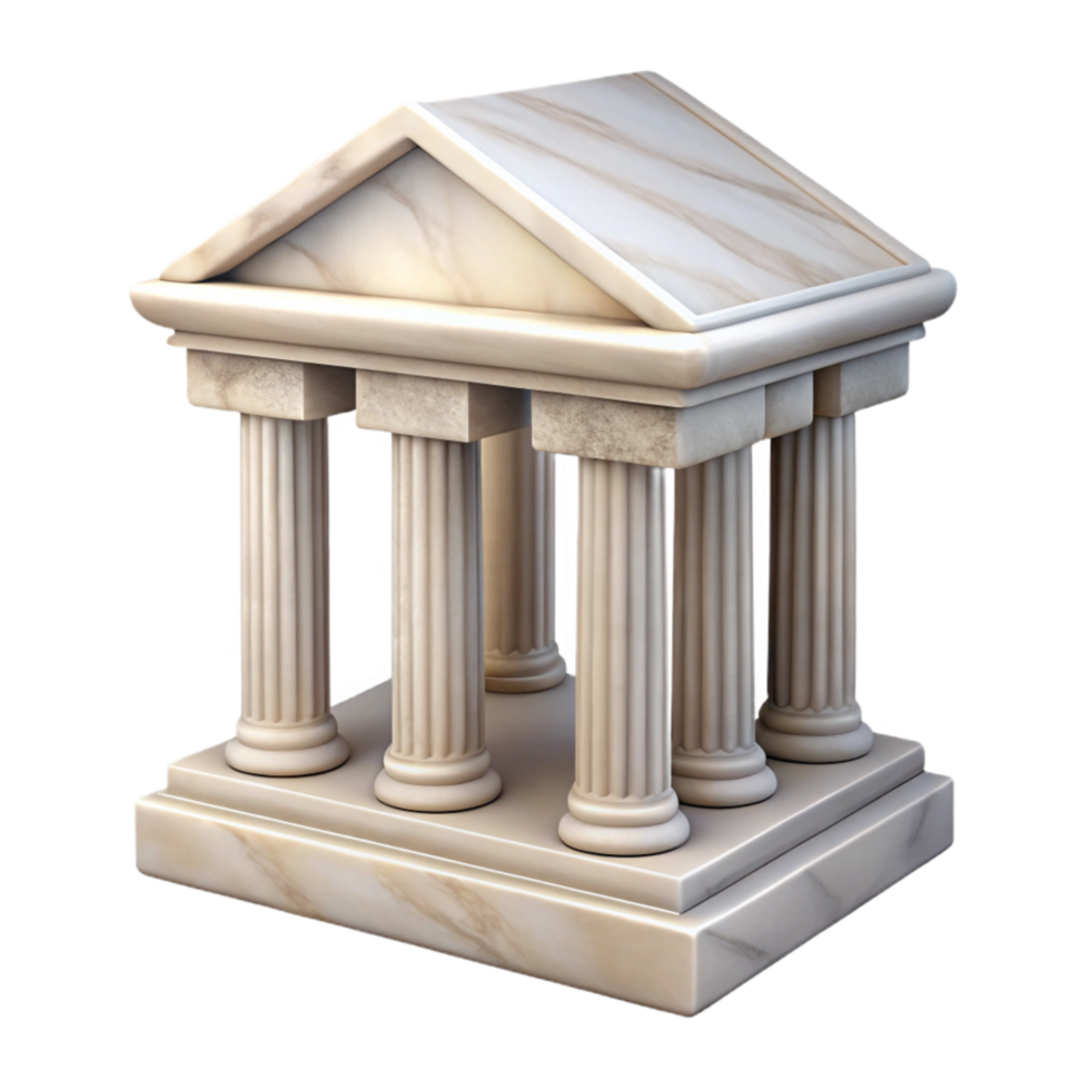 magnificent vintage Greek Temple Marble Texture Front View Transparent Background professional png