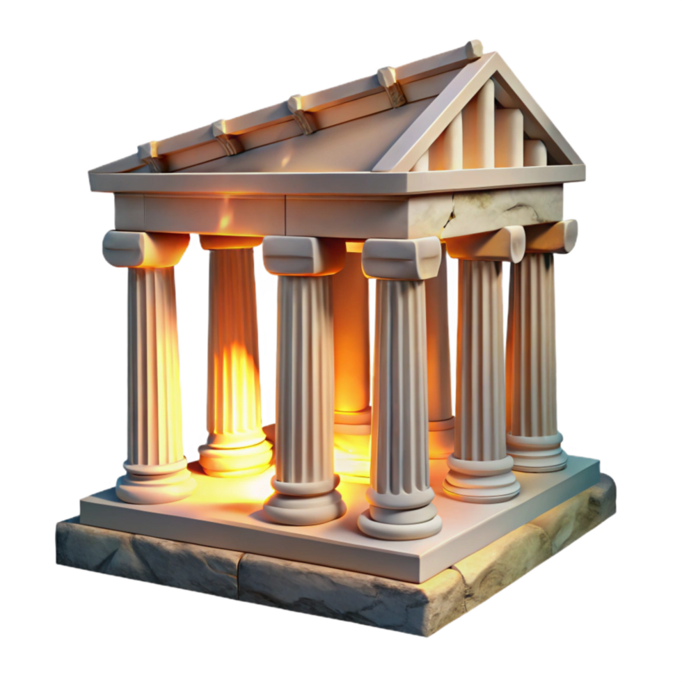 wonderful minimalist Greek Temple Ruins Dramatic Lighting Transparent Background high resolution png