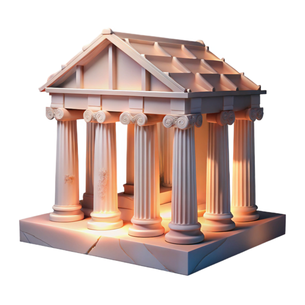 extraordinary contemporary Greek Temple Ruins Dramatic Lighting Transparent Background high quality png