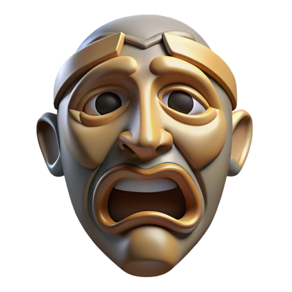 elegant traditional Greek Theatre Mask Tragic Expression Transparent authentic png