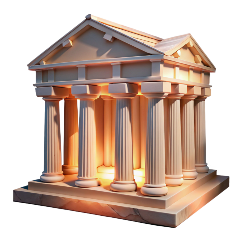 serene abstract Greek Temple Ruins Dramatic Lighting Transparent Background detailed png