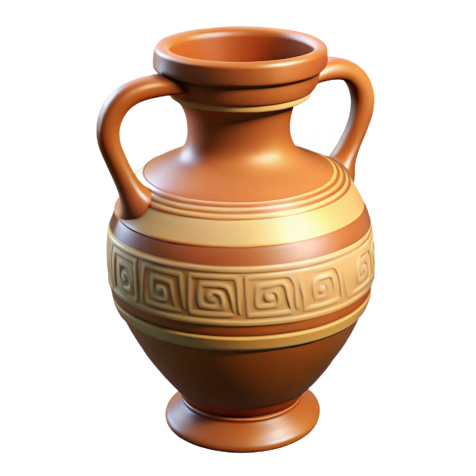 elegant minimalist Greek Vase Pottery Texture Side View Isolated authentic png