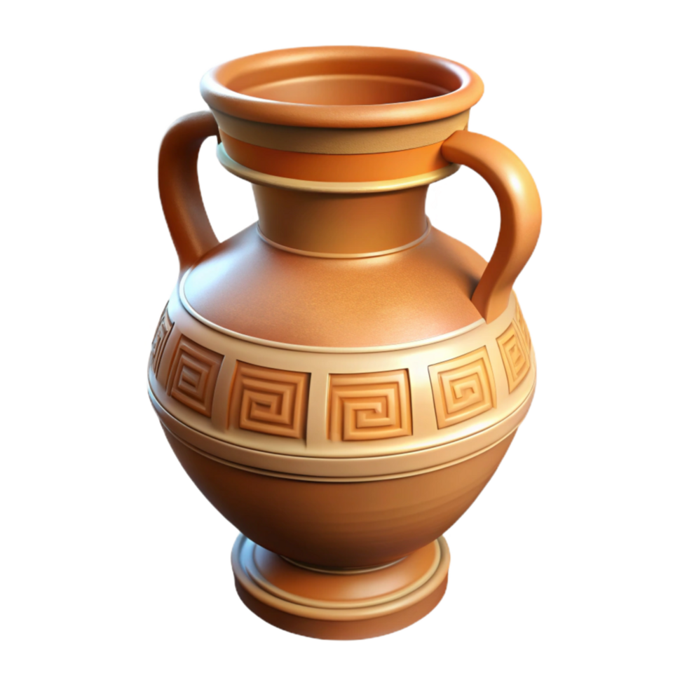 Greek Vase Pottery Texture Side View Isolated png