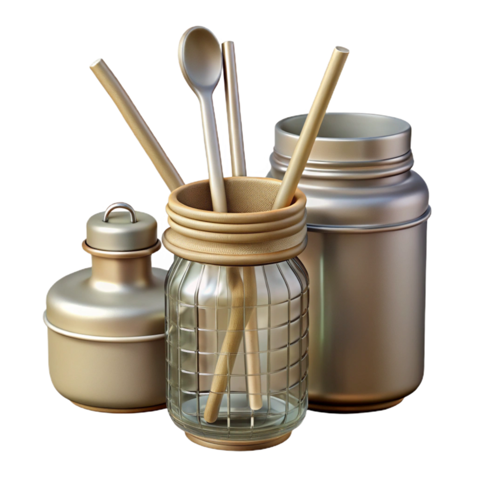 wonderful artistic Zero Waste Kit Glass Jars Cutout png
