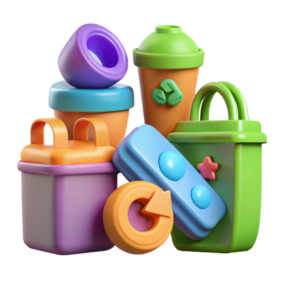 magnificent vintage Zero Waste Lifestyle Icons Set Colorful Cutout genuine png