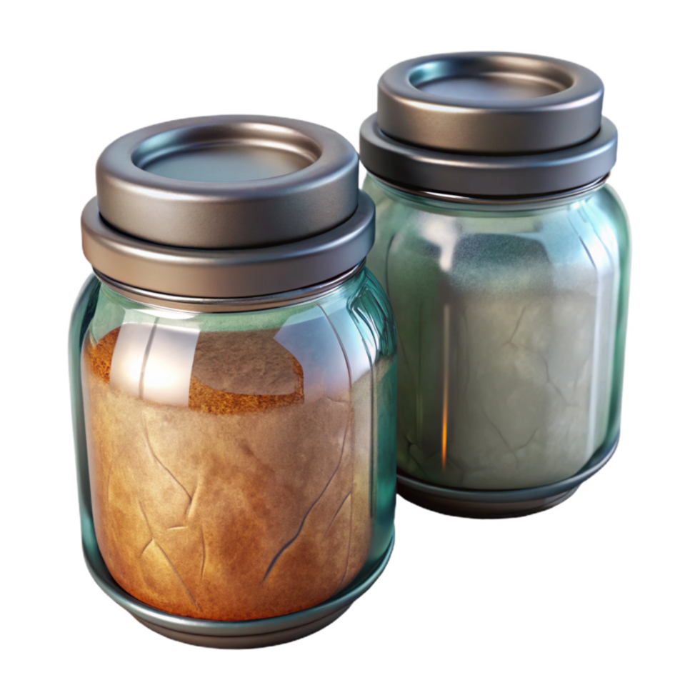 elegant traditional Zero Waste Lifestyle Jars Glass Metal Isolated professional png