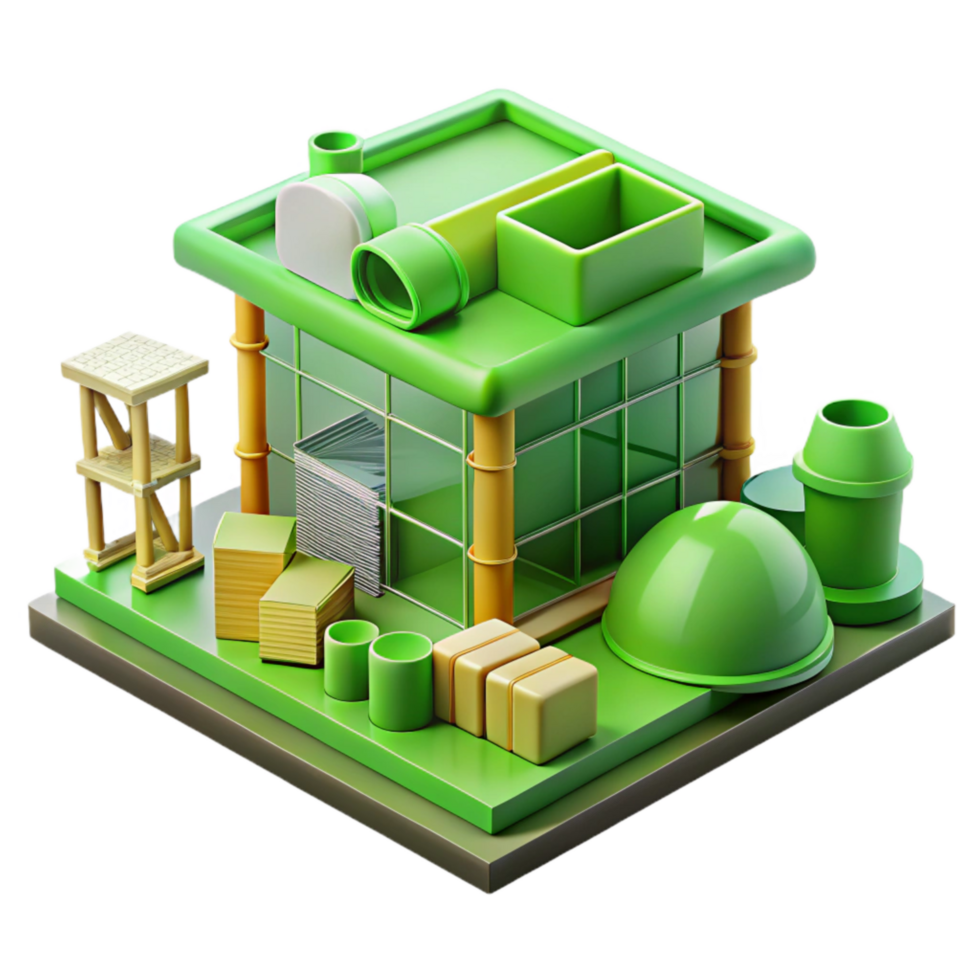 magnificent traditional Green Building Construction Site Isolated with Workers high quality png