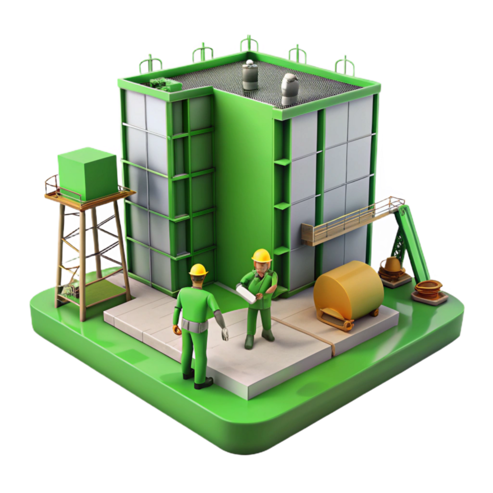 beautiful contemporary Green Building Construction Site Isolated with Workers original png