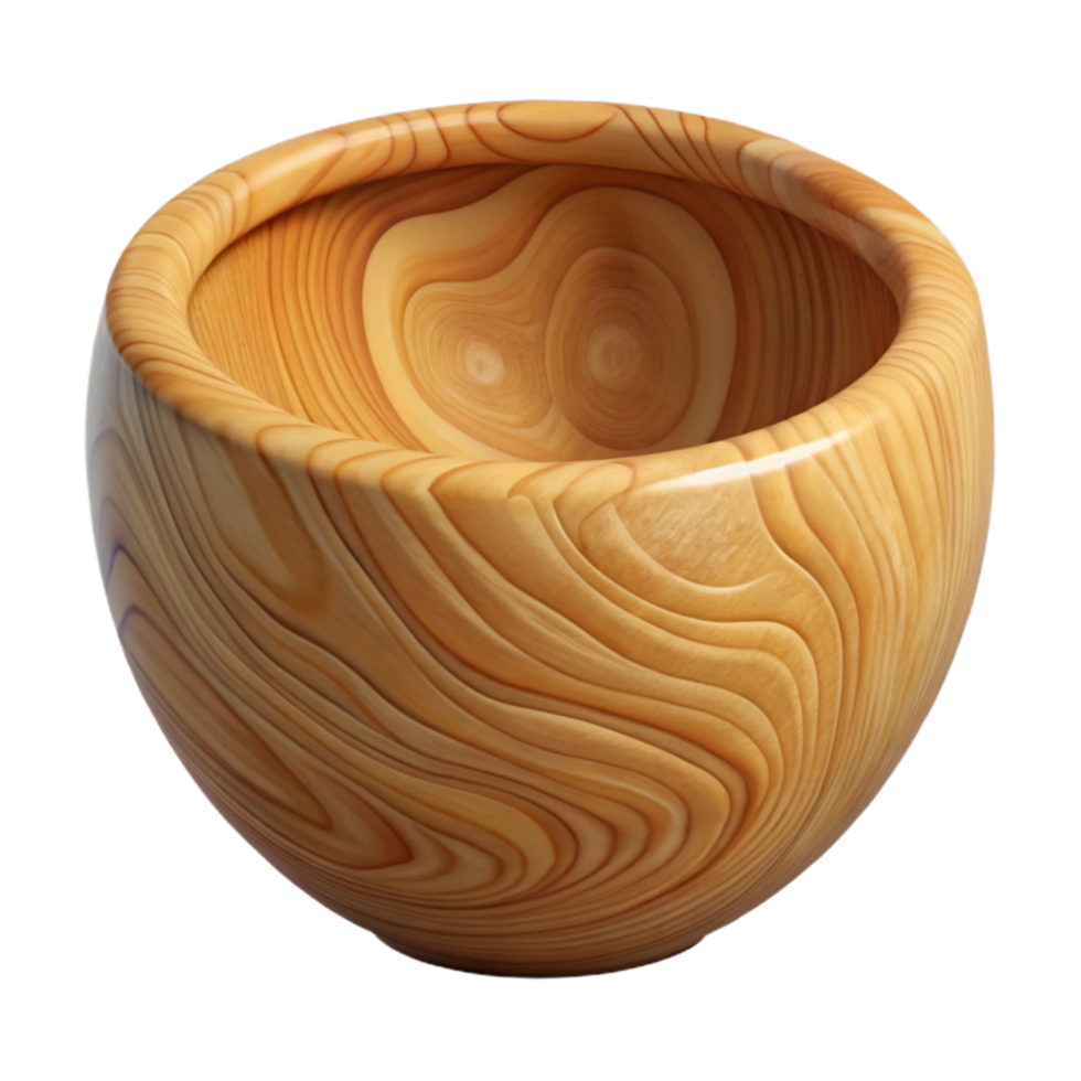 impressive contemporary Carved Wooden Bowl Natural Wood Grain Transparent Background original png