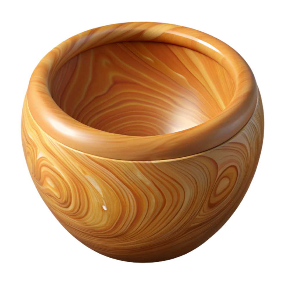 beautiful rustic Carved Wooden Bowl Smooth Finish Transparent Background genuine png