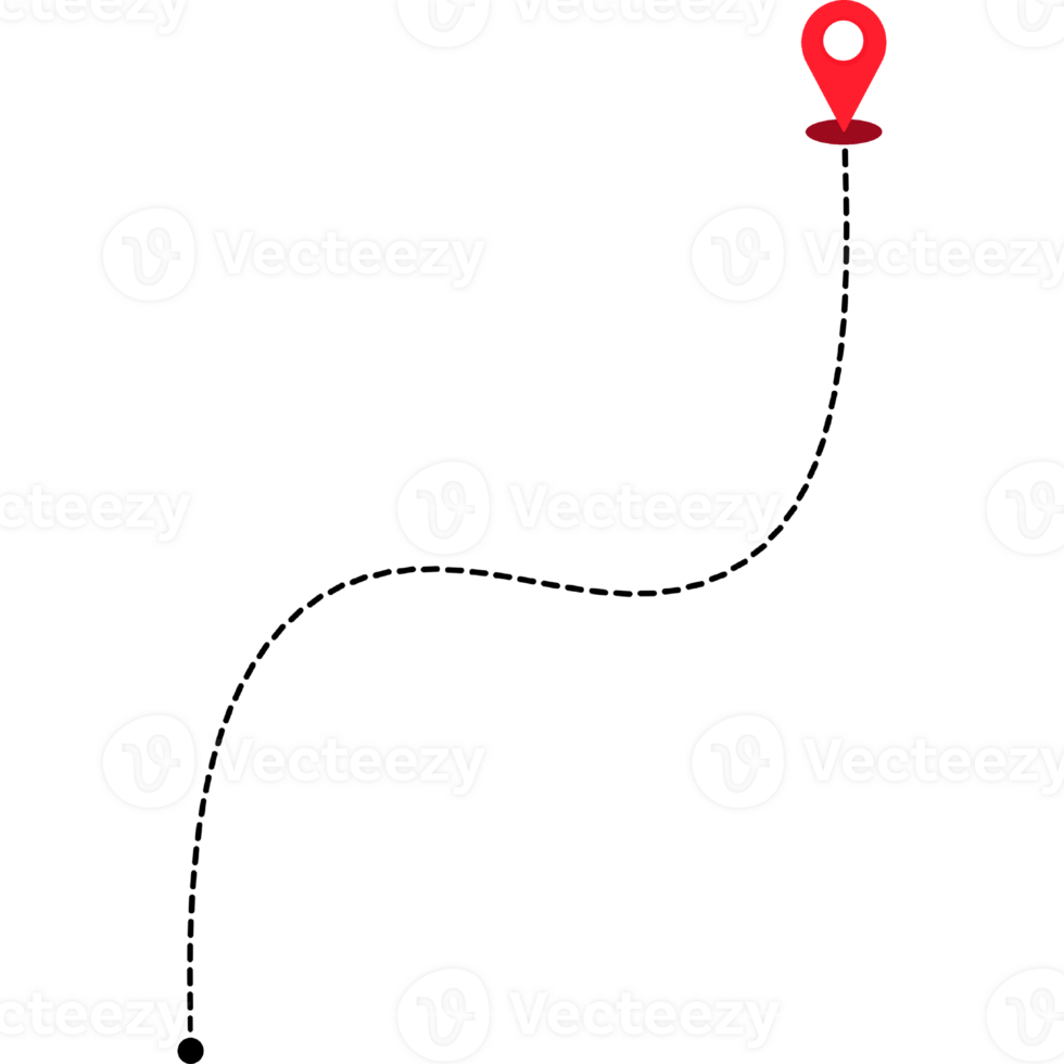 Travel GPS Location. Dotted line with red pin map. Navigation map. dotted line representing the path taken. png