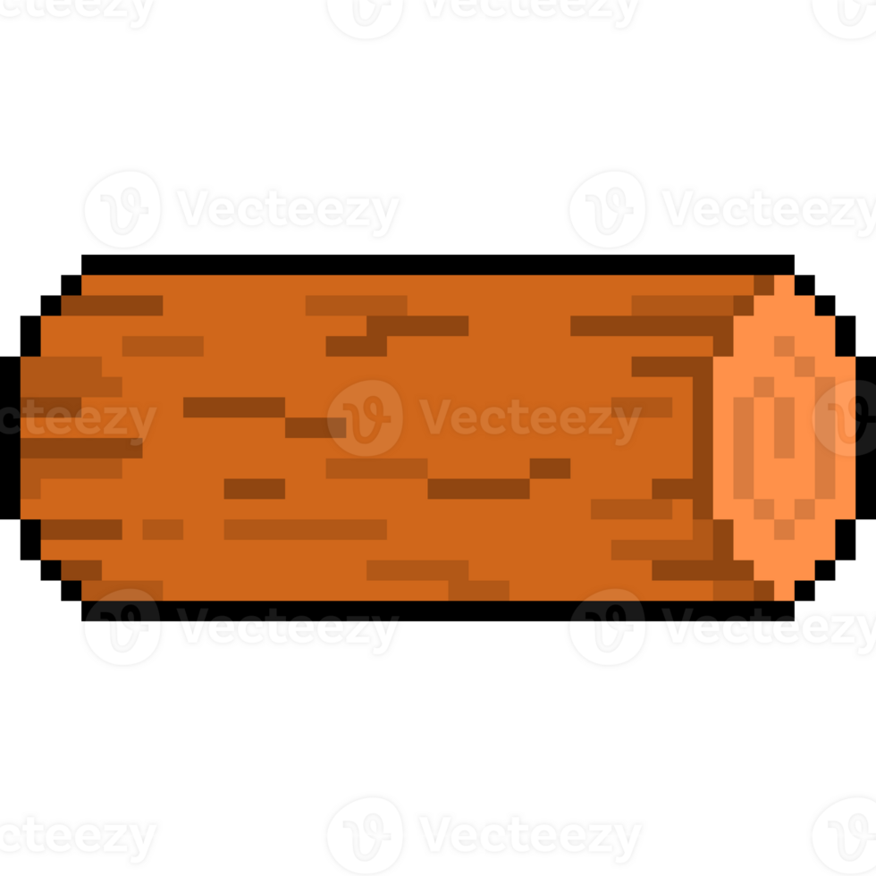 8 bit wood log. Log icon. Tree pixel style png