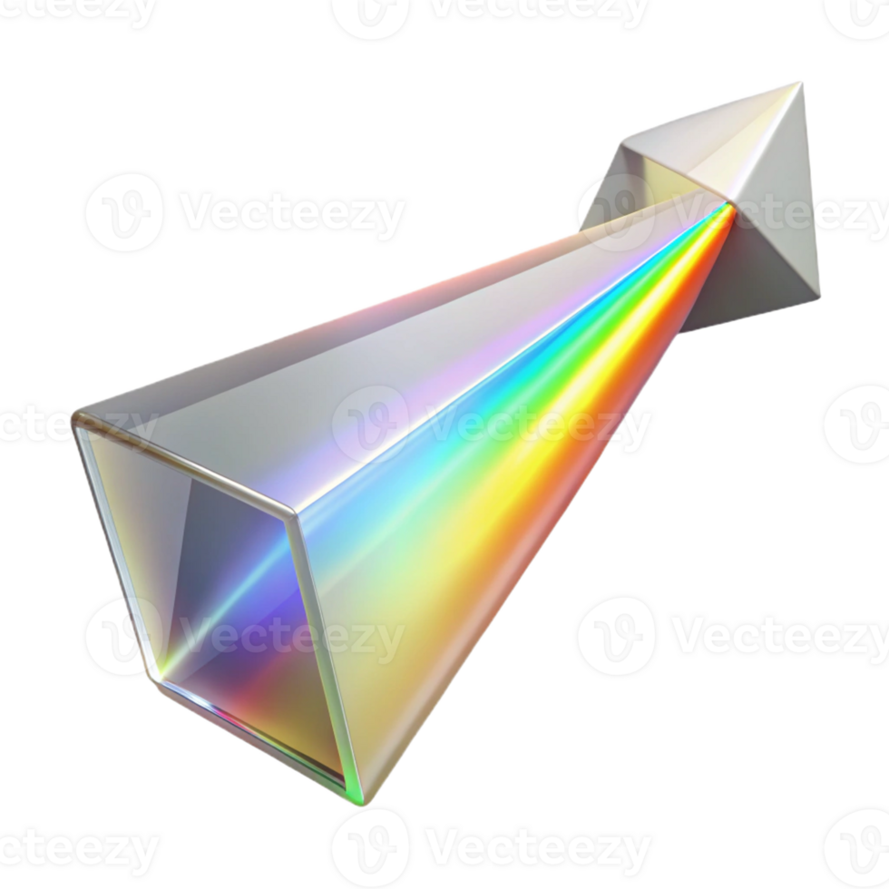 beautiful abstract A single, levitating crystal prism refracting a beam of white light into a rainbow spectrum, with bright, studio lighting 4K png