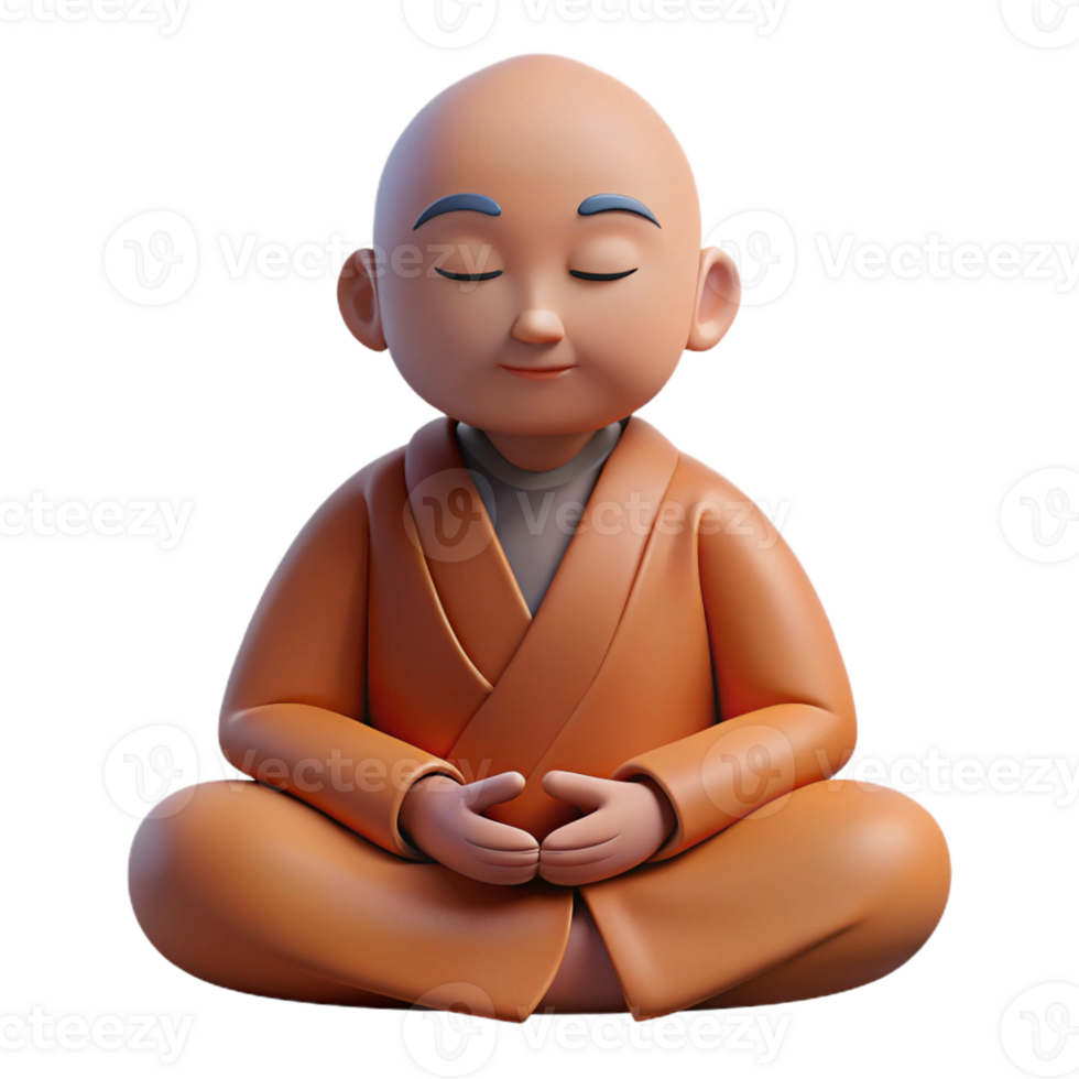 wonderful creative Portrait of a serene monk meditating, soft, diffused light, minimalist style, genuine png