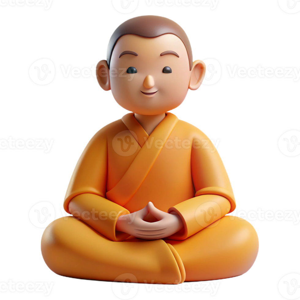 magnificent creative Portrait of a serene monk meditating, soft, diffused light, minimalist style, detailed png