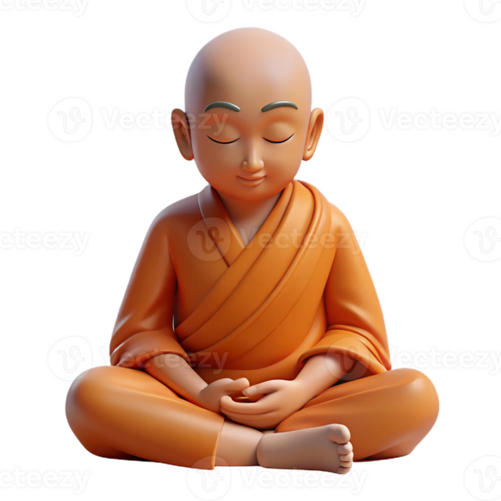 wonderful artistic Portrait of a serene monk meditating, soft, diffused light, minimalist style, professional png