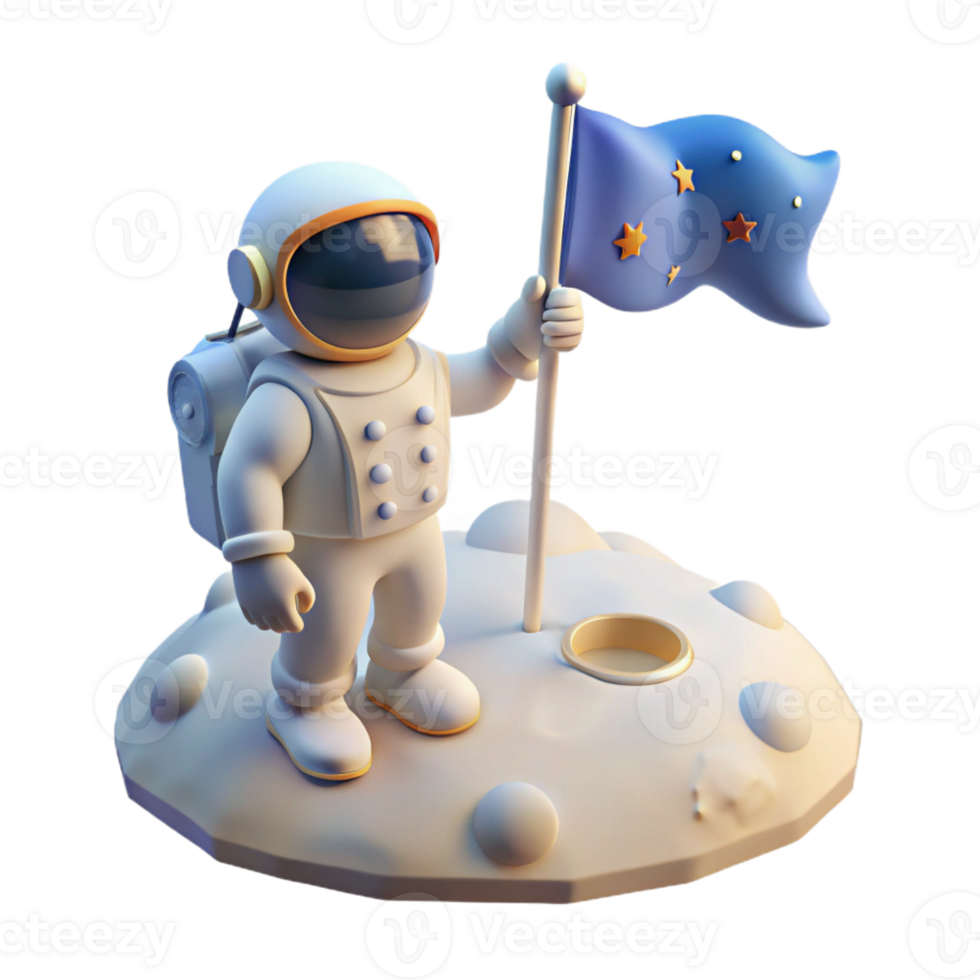 serene traditional A lone astronaut, planting a flag on the surface of a newly discovered planet, illuminated by the bright, white light of a nearby star. Space exploration style, realistic render 4K png