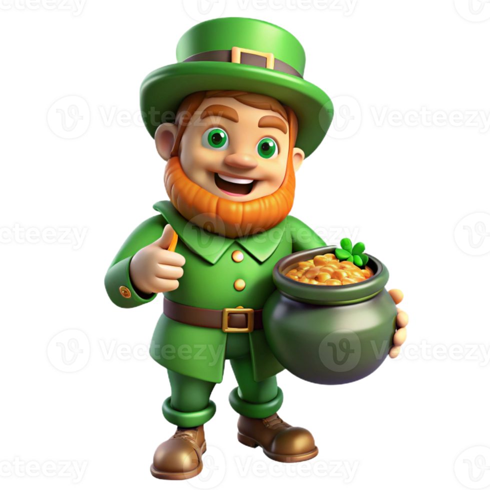 elegant modern A mischievous leprechaun guarding a pot of gold, dappled sunlight, whimsical style professional png