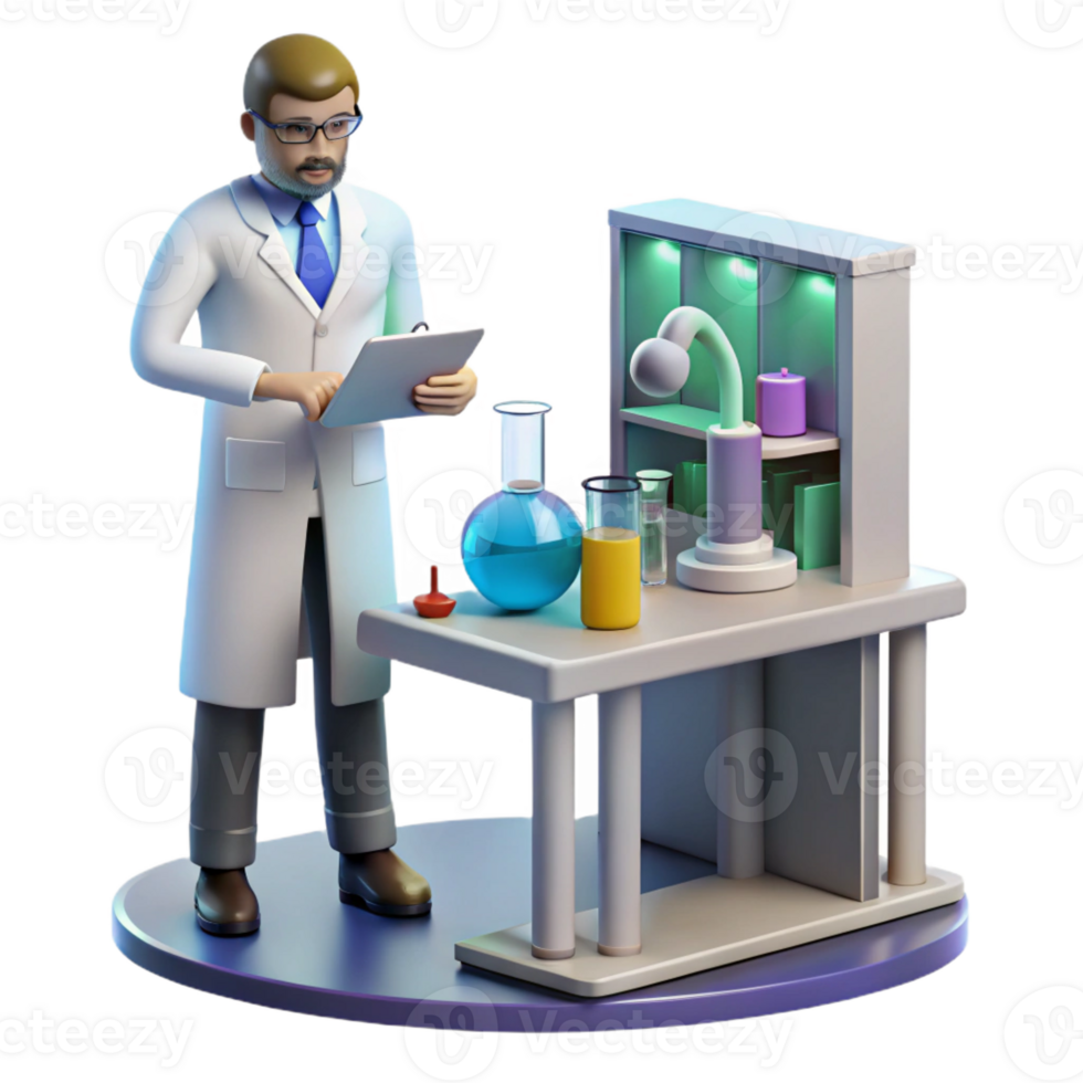 wonderful contemporary A scientist working in a futuristic laboratory, sterile and clean, cinematic lighting high quality png