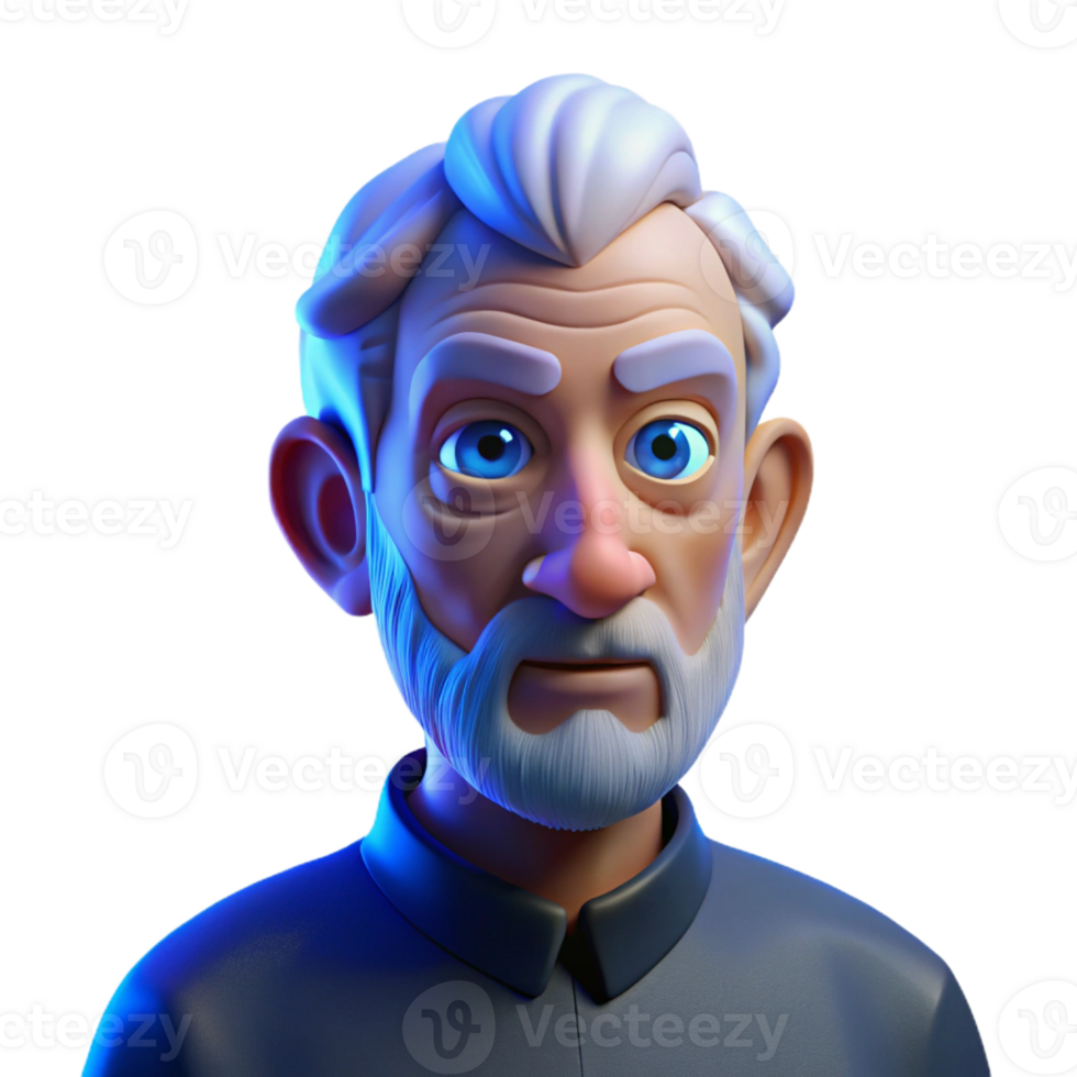 magnificent modern Portrait of an elderly man with a weathered face and piercing blue eyes, dramatic chiaroscuro lighting, Rembrandt style professional png