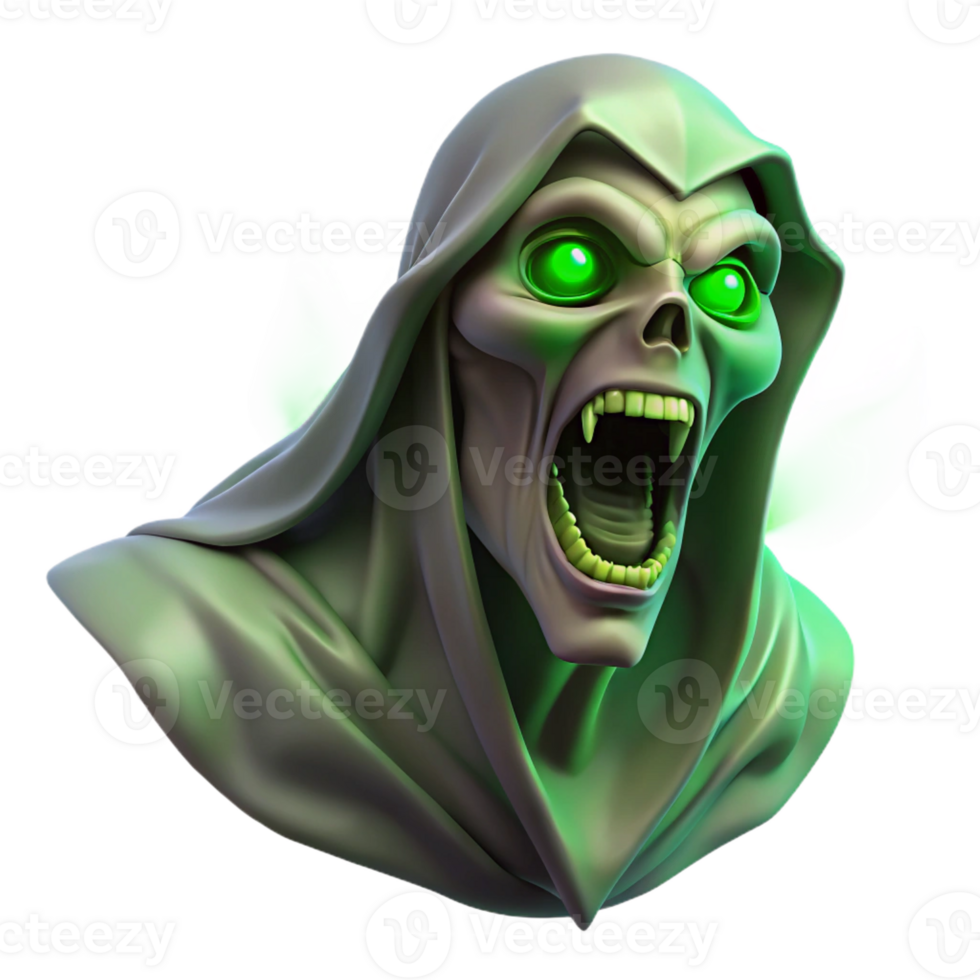 magnificent creative A mysterious banshee wailing in the wind, eerie green light, gothic style 4K png