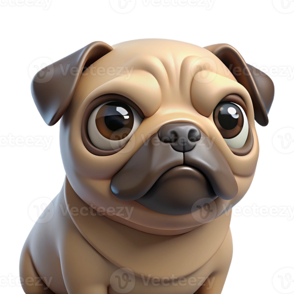 wonderful traditional A grumpy-looking pug dog, close-up, humorous style, premium png