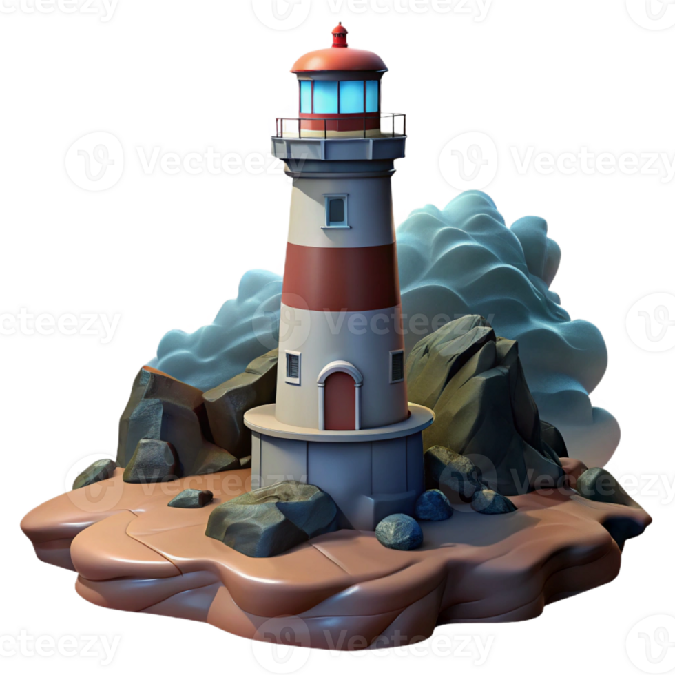 magnificent modern A solitary lighthouse on a rocky cliff, stormy seas, dramatic lighting, romanticism style authentic png