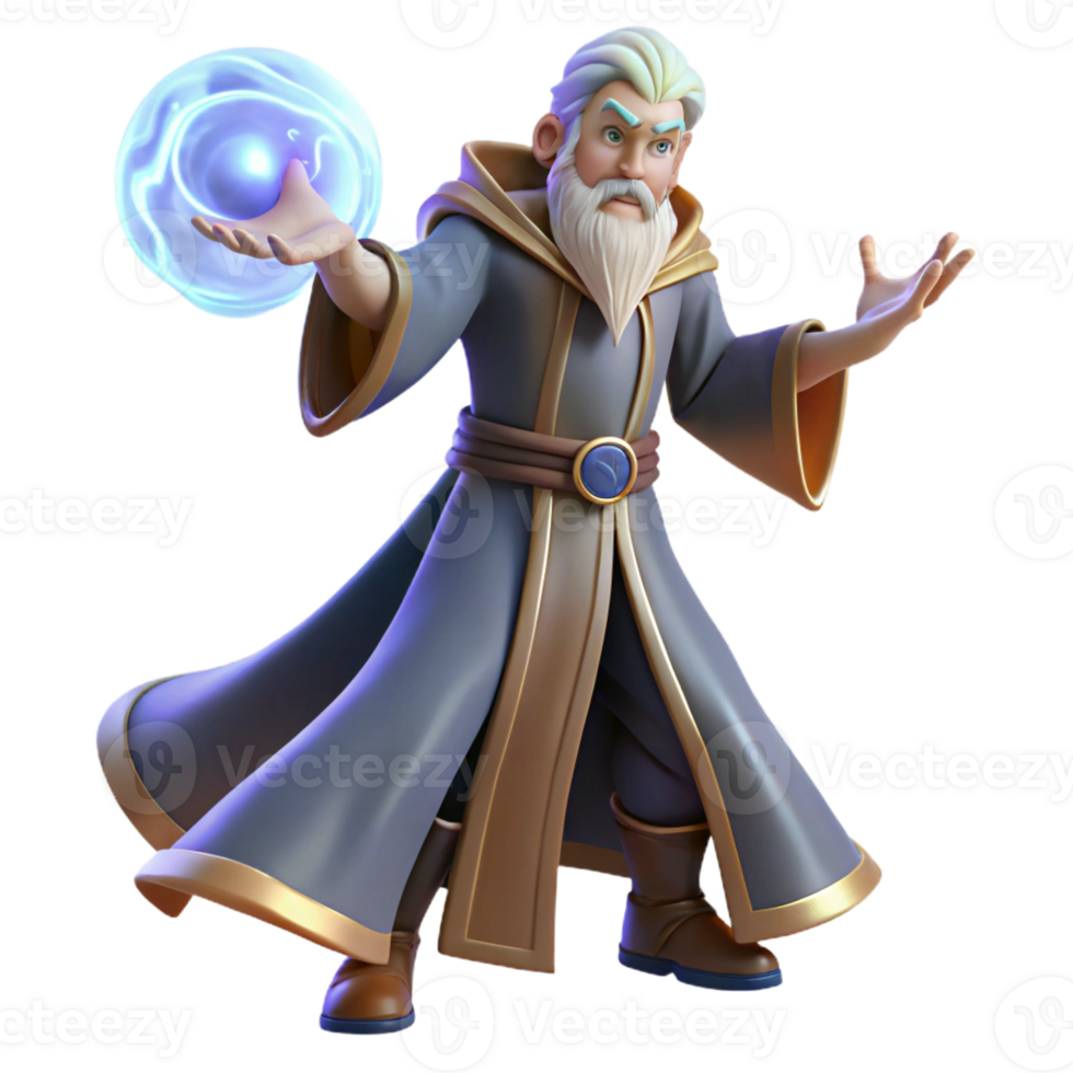 serene minimalist A powerful wizard casting a spell of swirling arcane energy, dramatic lighting, baroque painting style premium png