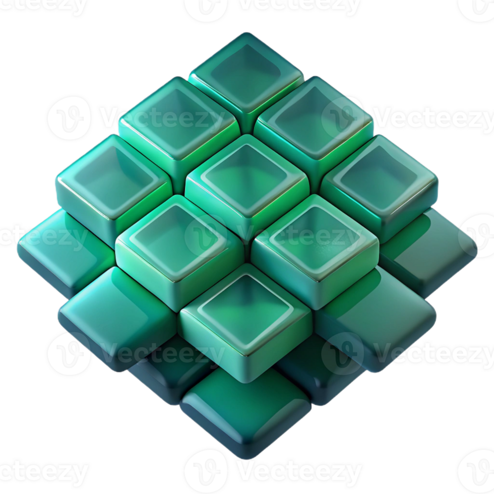 impressive abstract A field of overlapping, translucent squares in shades of deep teal and emerald green, with a subtle, ethereal glow authentic png