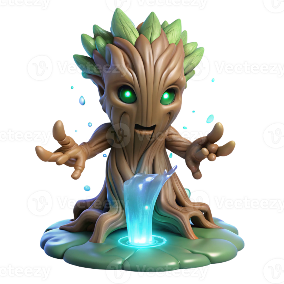 magnificent rustic An ancient tree spirit with bark made of flowing water and leaves of pure light, glowing from within, dreamlike, art nouveau detailed png