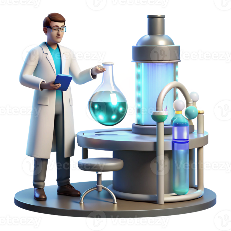 elegant classic A scientist working in a futuristic laboratory, sterile and clean, cinematic lighting high resolution png