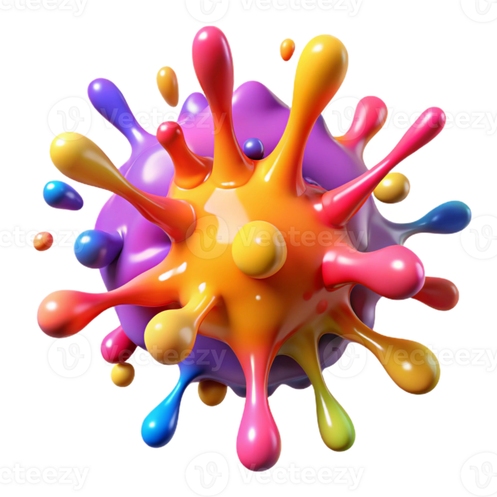 beautiful abstract A chaotic explosion of paint splatters, brightly colored and dynamically lit, action painting style professional png
