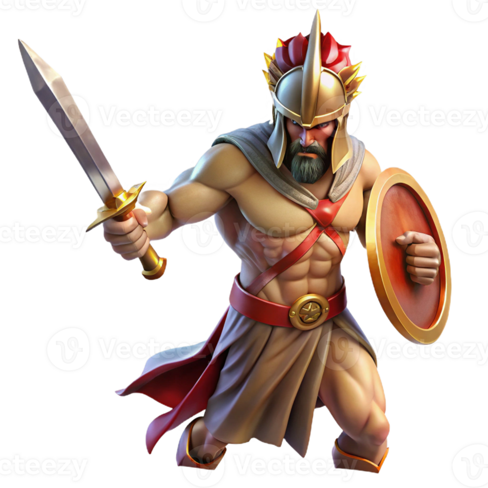 extraordinary classic A fierce Greek Ares, god of war, wielding a bloody sword, neoclassical style, dramatic lighting, professional png