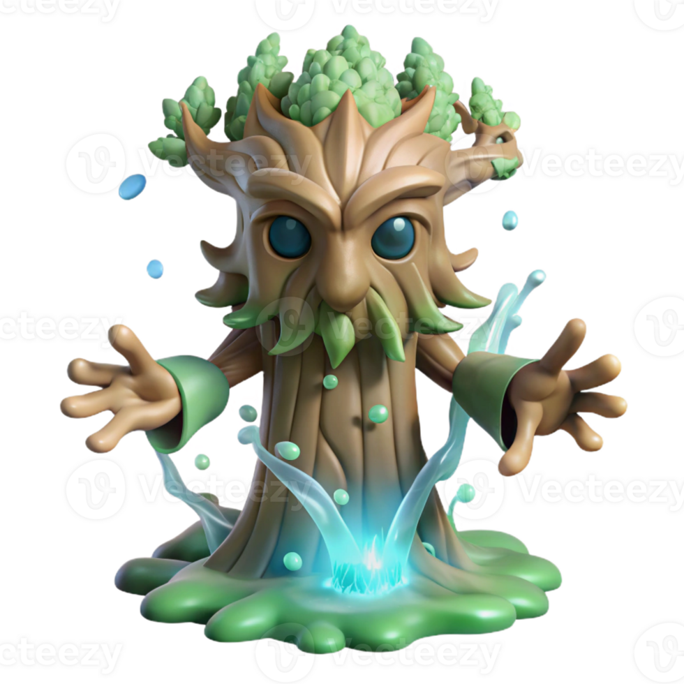 vibrant abstract An ancient tree spirit with bark made of flowing water and leaves of pure light, glowing from within, dreamlike, art nouveau genuine png