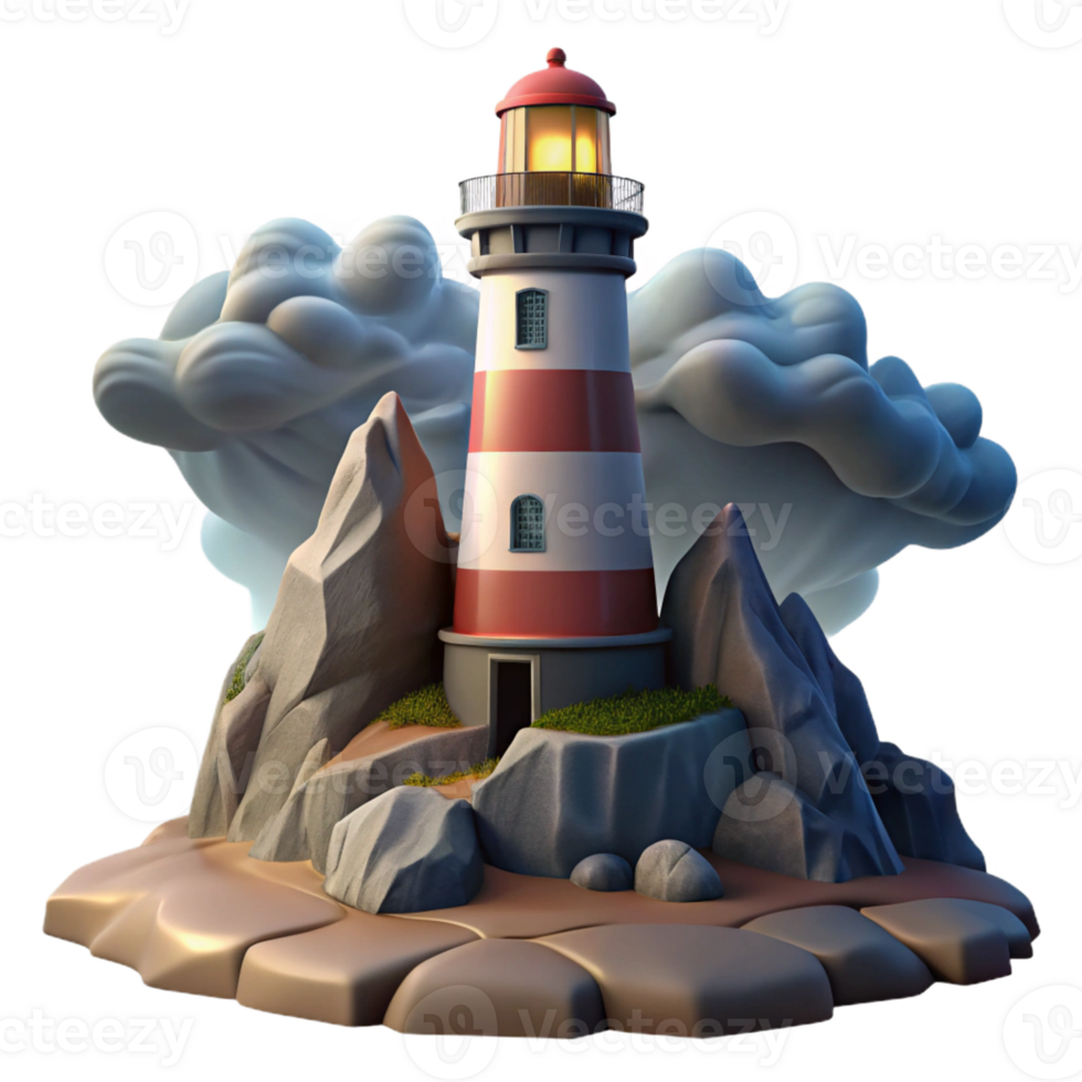 vibrant classic A solitary lighthouse on a rocky cliff, stormy seas, dramatic lighting, romanticism style high quality png