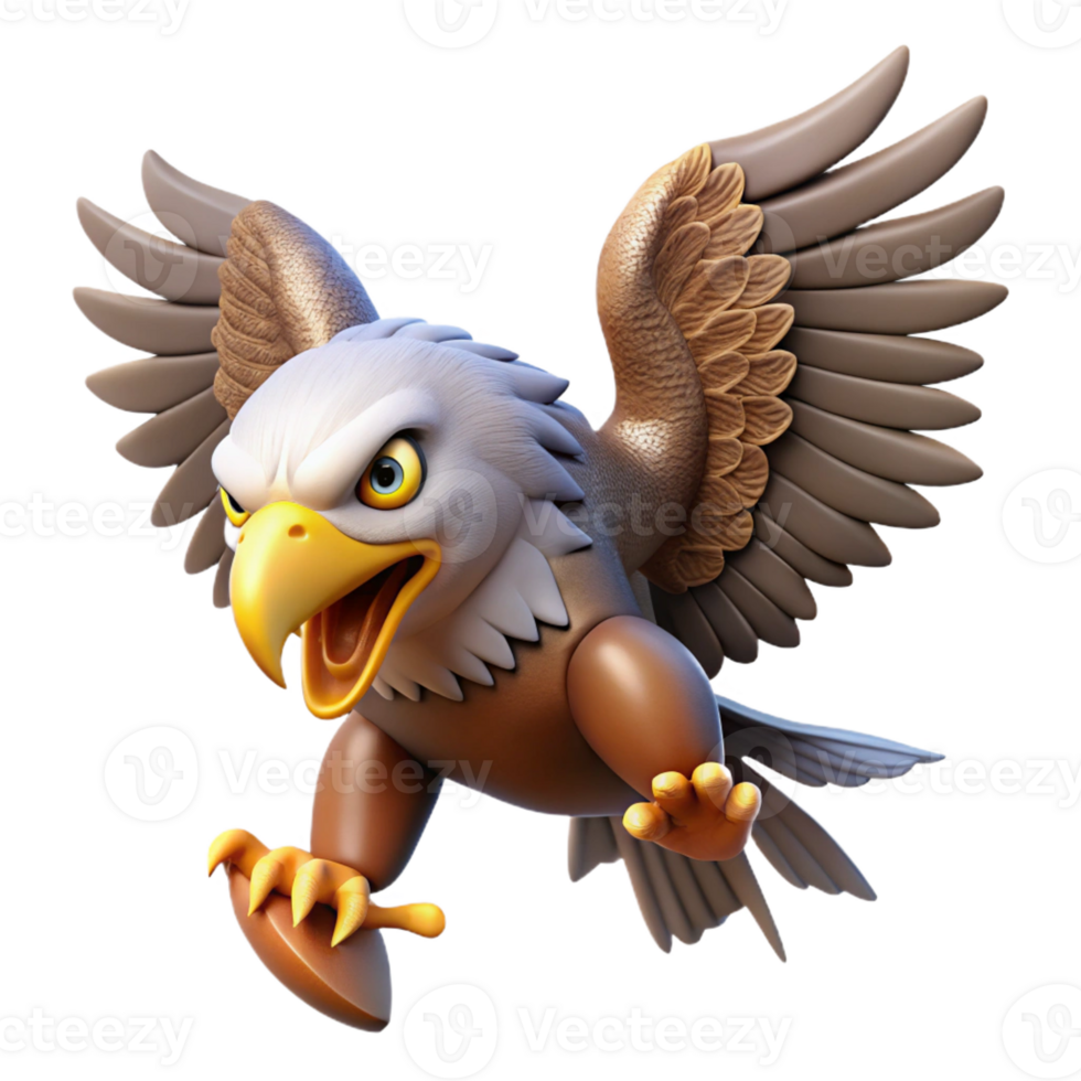 magnificent abstract A powerful bald eagle soaring through a stormy sky, clutching a fish in its talons, rendered in a dynamic comic book style high quality png