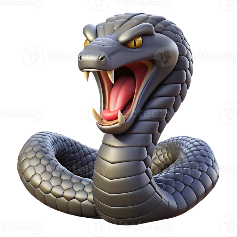 extraordinary rustic A hissing cobra, menacing pose, detailed scales, premium png