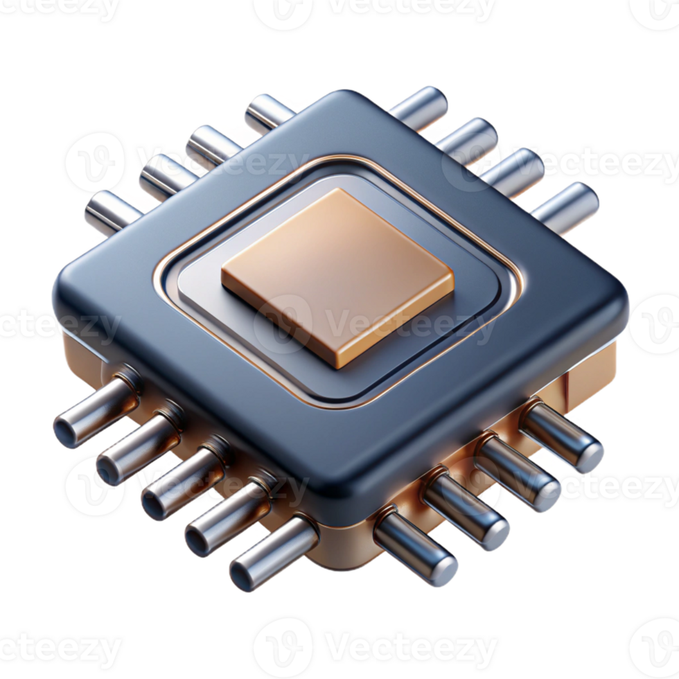 wonderful contemporary A close-up of a microchip, intricate circuitry visible, metallic textures, macro photography style authentic png