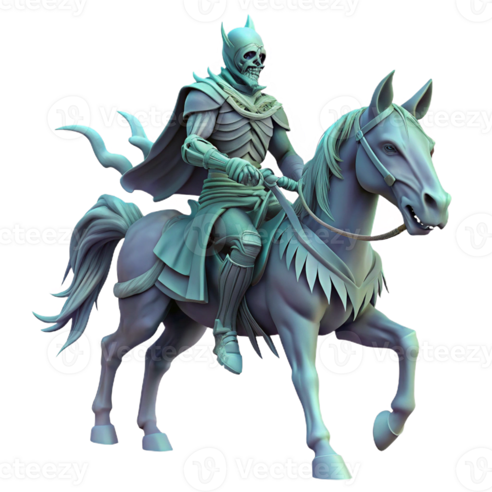 elegant classic A spectral knight riding a skeletal steed through a haunted forest, ethereal lighting, gothic horror high quality png
