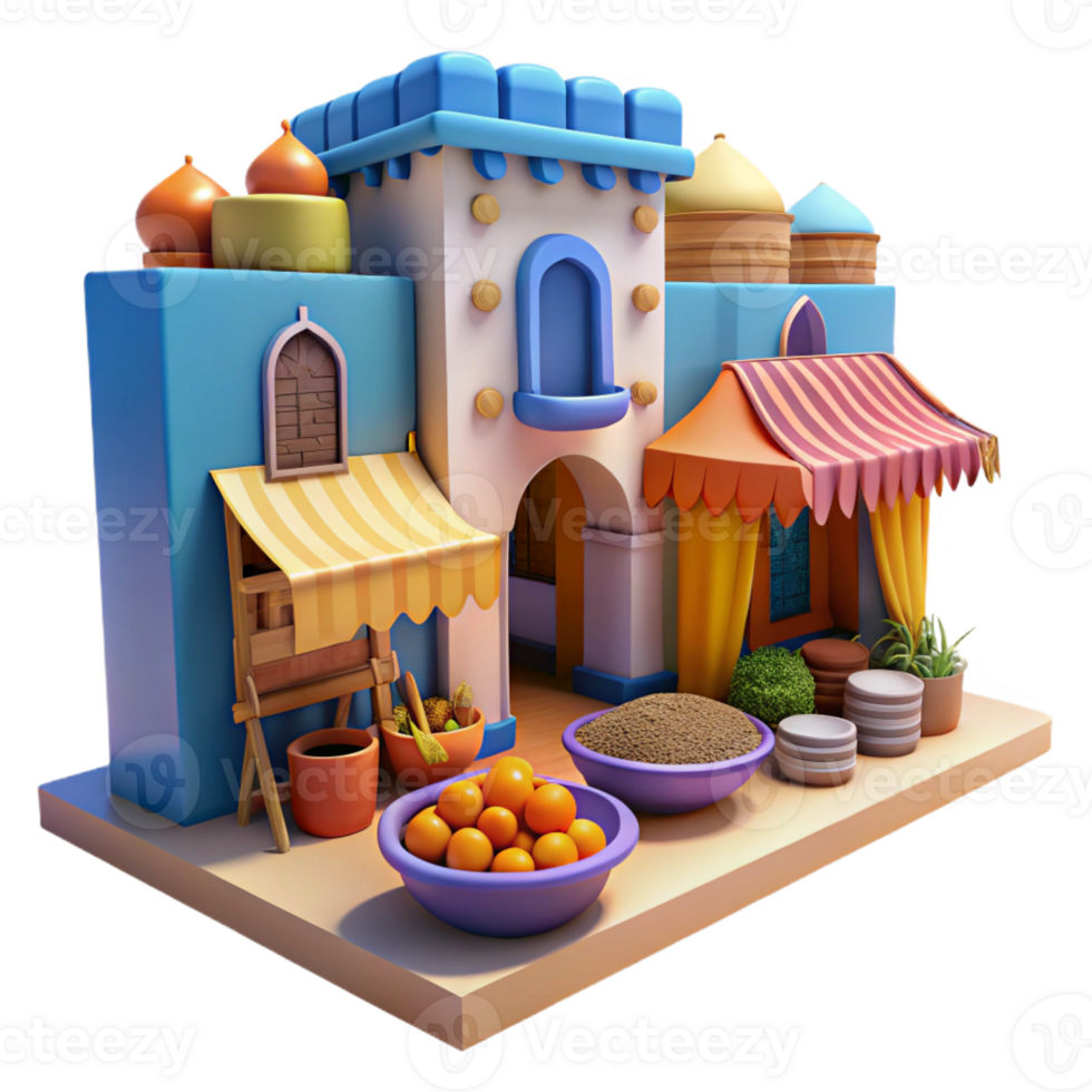 wonderful traditional A vibrant street market in a Moroccan city, colorful textiles and spices, warm sunlight, bustling and exotic style high quality png