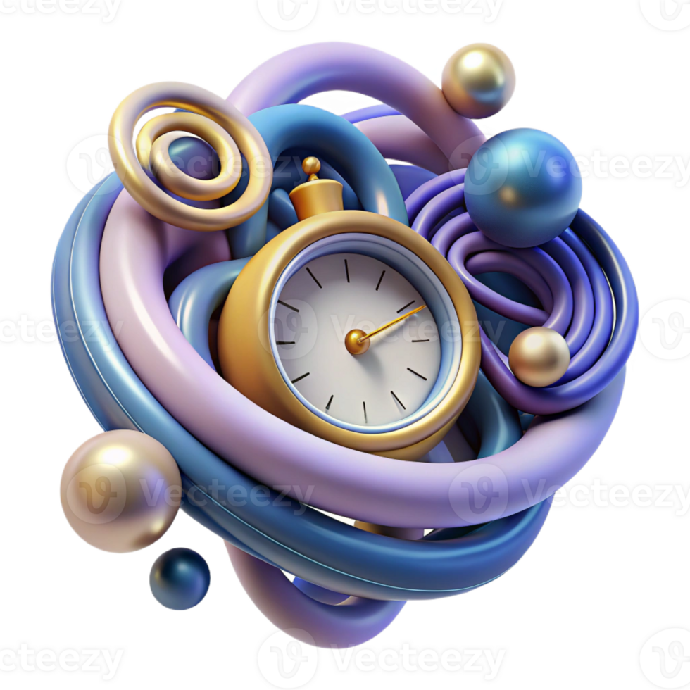 dramatic classic An abstract representation of time, depicted through swirling lines and distorted clocks, surrealism style genuine png